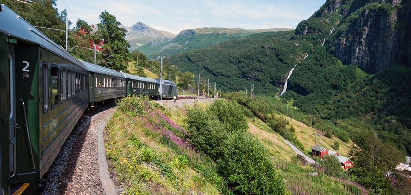 Famous Flam railway travelling through Flåmsvalley Famous Flam railway travelling through Flåmsvalley
